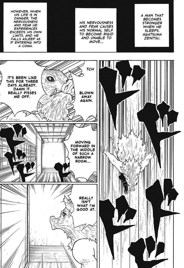 Demon Slayer Manga Chapter 23 page 13 - The Boar Bares Its Fangs, Zenitsu Sleeps